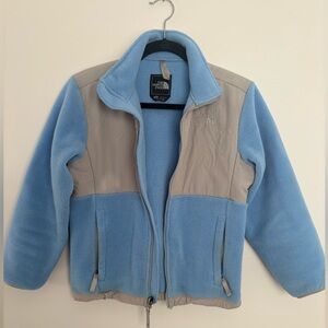 The North Face Kids Light Blue Fleece Jacket with Tan Panels